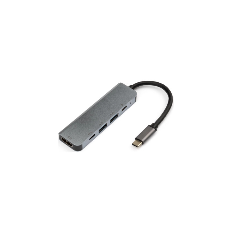 Концентратор Vinga Type-C to 4K HDMI+2*USB3.0+PD+USB-C 3.1 Gen1 aluminum (VCPHTC5AL)