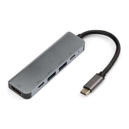 Концентратор Vinga Type-C to 4K HDMI+2*USB3.0+PD+USB-C 3.1 Gen1 aluminum (VCPHTC5AL)