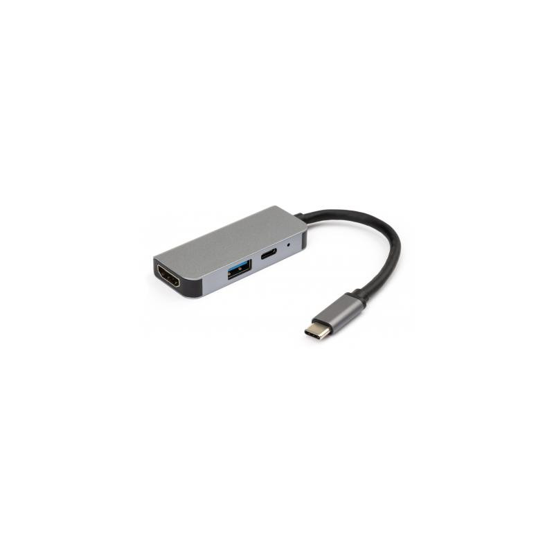 Концентратор Vinga Type-C to 4K HDMI+USB3.0+PD aluminium (VCPHTC3AL)