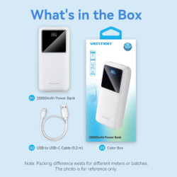 Батарея універсальна Vention 20000 mAh 22.5W Black LED Display Type (FHLB0)
