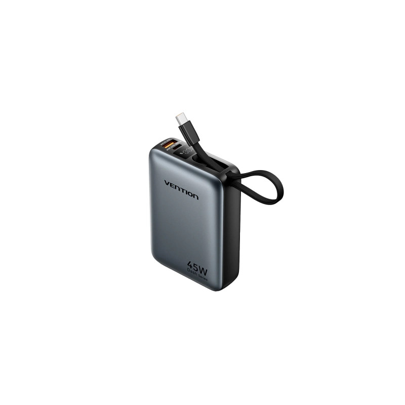 Батарея універсальна Vention 20000 mAh 45W Mini with Built-in USB-C Cable Gray (FHGH0)