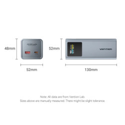 Батарея універсальна Vention 20000 mAh 100W Gray TFT Display Type (FKCH0)