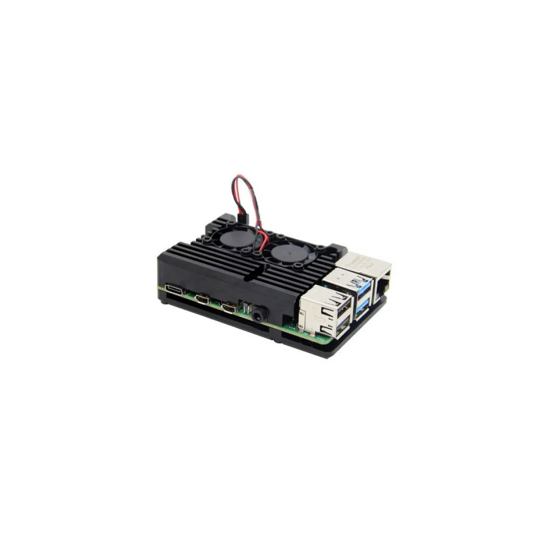 Додаткове обладнання для Мікро ПК Raspberry Pi радіатор для 4B алюмінієвий з 2 кулерами (RA503)