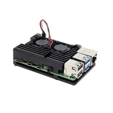 Додаткове обладнання для Мікро ПК Raspberry Pi радіатор для 4B алюмінієвий з 2 кулерами (RA503)