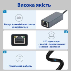 Адаптер USB-C to RJ45 Ethernet 1000Mbps Dynamode (DM-AD-GLAN-C)