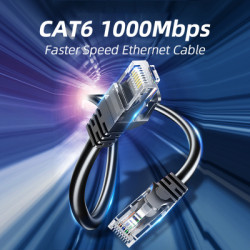 Патч-корд 10м UTP cat 6 RJ45 TopSpeed Ethernet Flat Cable Black Essager (EXCWXB-JSF01)