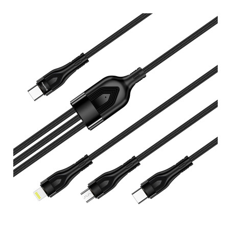 Дата кабель USB-C to Lightning + Micro 5P + USB-C 1.2m 3.0A (PD60W data) Black ColorWay (CW-CBPDU3060-BK)