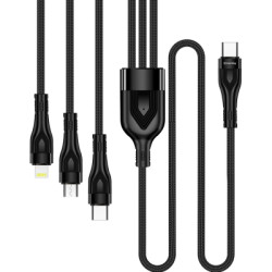 Дата кабель USB-C to Lightning + Micro 5P + USB-C 1.2m 3.0A (PD60W data) Black ColorWay (CW-CBPDU3060-BK)