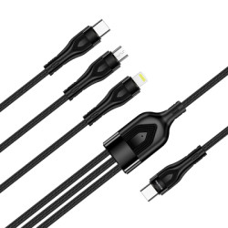 Дата кабель USB-C to Lightning + Micro 5P + USB-C 1.2m 3.0A (PD60W data) Black ColorWay (CW-CBPDU3060-BK)