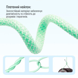 Дата кабель USB-C to Lightning 1.0m 27W green ColorWay (CW-CBPDCL061-G)