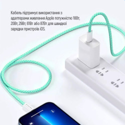 Дата кабель USB-C to Lightning 1.0m 27W green ColorWay (CW-CBPDCL061-G)