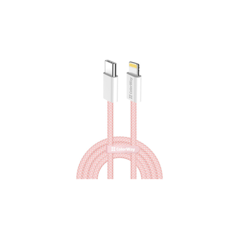 Дата кабель USB-C to Lightning 1.0m 27W pink ColorWay (CW-CBPDCL061-P)