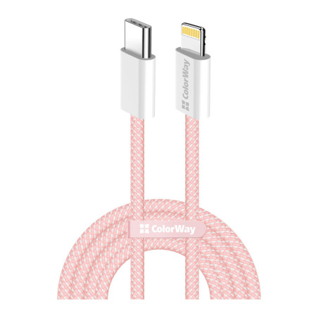 Дата кабель USB-C to Lightning 1.0m 27W pink ColorWay (CW-CBPDCL061-P)