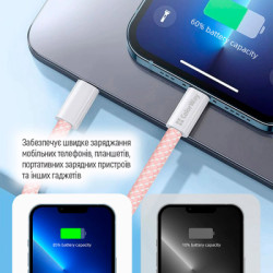 Дата кабель USB-C to Lightning 1.0m 27W pink ColorWay (CW-CBPDCL061-P)