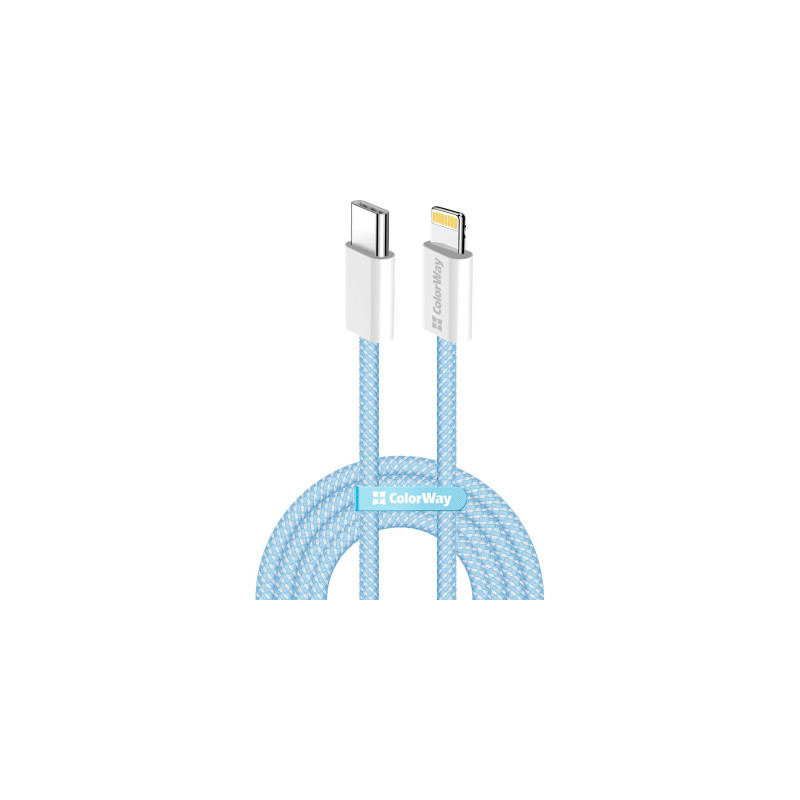 Дата кабель USB-C to Lightning 1.0m 27W blue ColorWay (CW-CBPDCL061-BL)