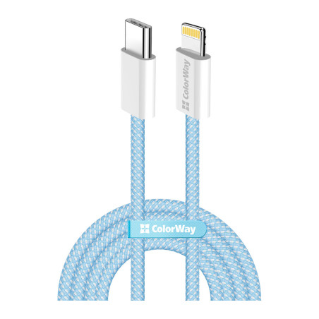 Дата кабель USB-C to Lightning 1.0m 27W blue ColorWay (CW-CBPDCL061-BL)