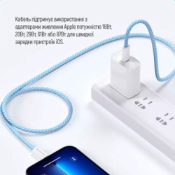 Дата кабель USB-C to Lightning 1.0m 27W blue ColorWay (CW-CBPDCL061-BL)