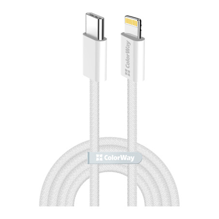 Дата кабель USB-C to Lightning 1.0m 27W grey ColorWay (CW-CBPDCL061-GR)