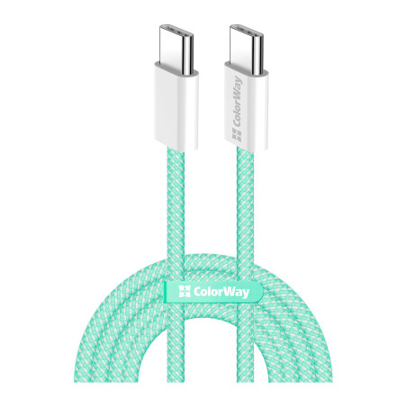 Дата кабель USB-C to USB-C 1.0m 60W 3.0А green ColorWay (CW-CBPDCC061-G)