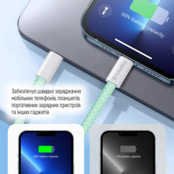Дата кабель USB-C to USB-C 1.0m 60W 3.0А green ColorWay (CW-CBPDCC061-G)
