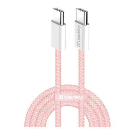 Дата кабель USB-C to USB-C 1.0m 60W 3.0А pink ColorWay (CW-CBPDCC061-P)