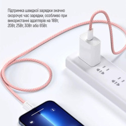 Дата кабель USB-C to USB-C 1.0m 60W 3.0А pink ColorWay (CW-CBPDCC061-P)