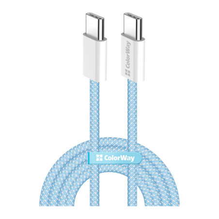 Дата кабель USB-C to USB-C 1.0m 60W 3.0А blue ColorWay (CW-CBPDCC061-BL)