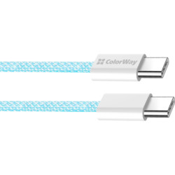 Дата кабель USB-C to USB-C 1.0m 60W 3.0А blue ColorWay (CW-CBPDCC061-BL)