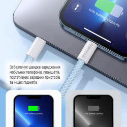 Дата кабель USB-C to USB-C 1.0m 60W 3.0А blue ColorWay (CW-CBPDCC061-BL)