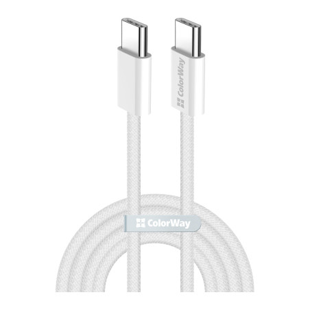Дата кабель USB-C to USB-C 1.0m 60W 3.0А grey ColorWay (CW-CBPDCC061-GR)