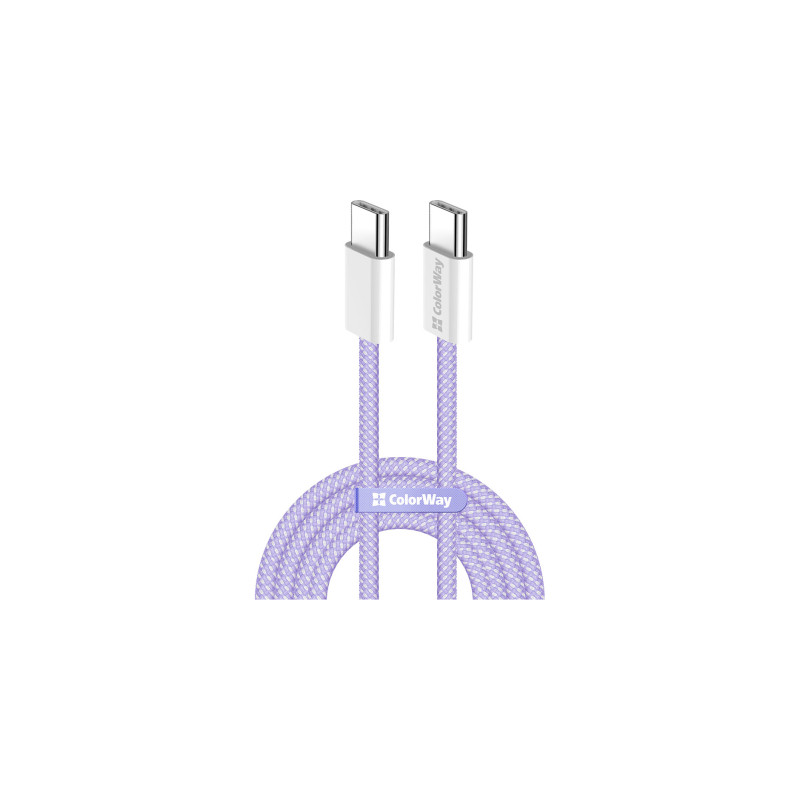 Дата кабель USB-C to USB-C 1.0m 60W 3.0А purple ColorWay (CW-CBPDCC061-PU)
