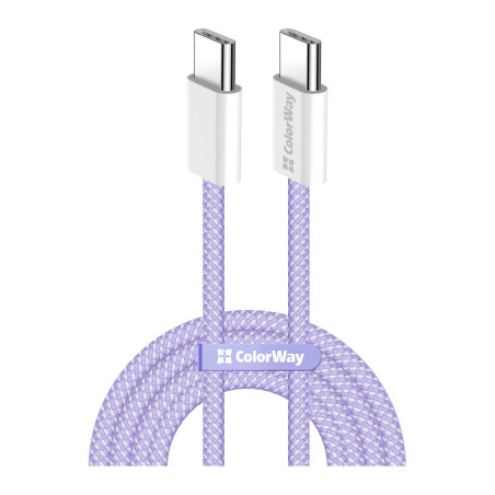 Дата кабель USB-C to USB-C 1.0m 60W 3.0А purple ColorWay (CW-CBPDCC061-PU)