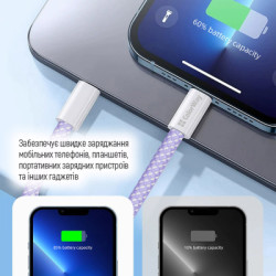 Дата кабель USB-C to USB-C 1.0m 60W 3.0А purple ColorWay (CW-CBPDCC061-PU)
