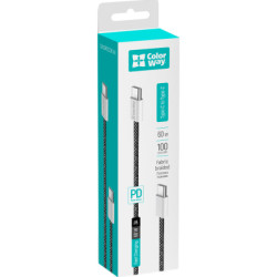 Дата кабель USB-C to USB-C 1.0m 60W 3.0А black ColorWay (CW-CBPDCC061-BK)