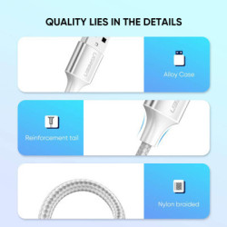 Дата кабель USB 2.0 AM to USB-C 2.0m 3.0A 18W US288 White Ugreen (60133)