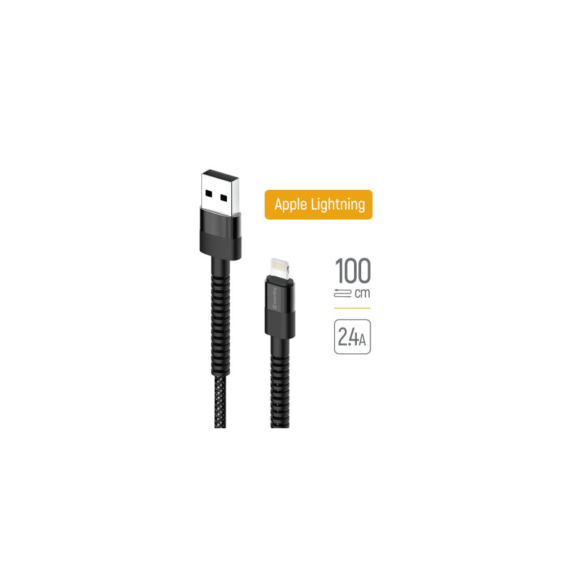 Дата кабель USB-A to Lightning 1.0m 2.4А black ColorWay (CW-CBUL063-BK)