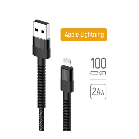 Дата кабель USB-A to Lightning 1.0m 2.4А black ColorWay (CW-CBUL063-BK)