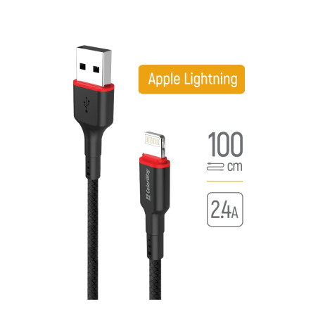 Дата кабель USB 2.0 AM to Lightning 1.0m 2.4А black ColorWay (CW-CBUL064-BK)