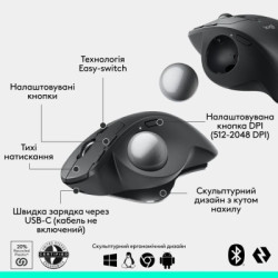 Мишка Logitech MX Ergo S Bluetooth Graphite (910-007260)
