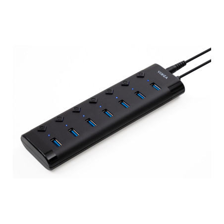 Концентратор Vinga USB3.0 to 7*USB3.0 1m cable with Switch and Power Adapter (VHA3A7B)