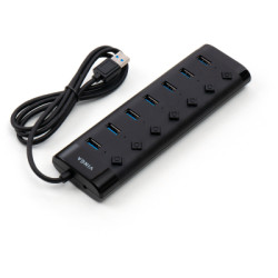 Концентратор Vinga USB3.0 to 7*USB3.0 1m cable with Switch and Power Adapter (VHA3A7B)