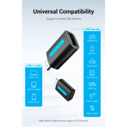 Перехідник USB 2.0 Type-C to USB AF (OTG) Vention (CDTB0)