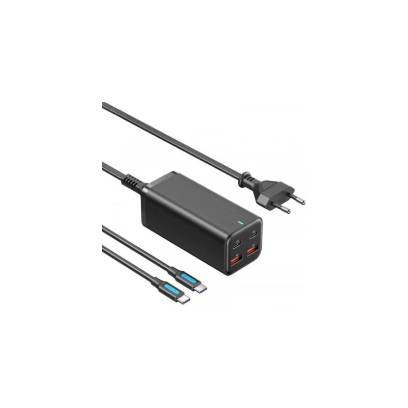 Зарядний пристрій Vention 4xUSB 100W (2xUSB-C+2xUSB-A) PD3.0/QC 3.0/GaN Black (FBSBG-EU)