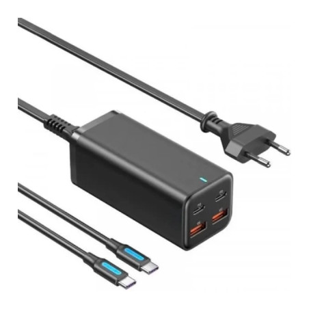Зарядний пристрій Vention 4xUSB 100W (2xUSB-C+2xUSB-A) PD3.0/QC 3.0/GaN Black (FBSBG-EU)