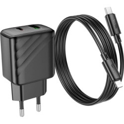 Зарядний пристрій HOCO CS23A USB-C PD30W + 1xUSB QC3.0 + cable USB-C to Lightning black (6942007609951)