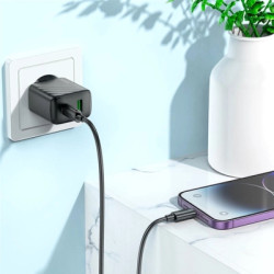 Зарядний пристрій HOCO CS23A USB-C PD30W + 1xUSB QC3.0 + cable USB-C to Lightning black (6942007609951)