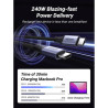 Дата кабель USB-C to USB-C 2.0m 240W space gray Ugreen (90440)