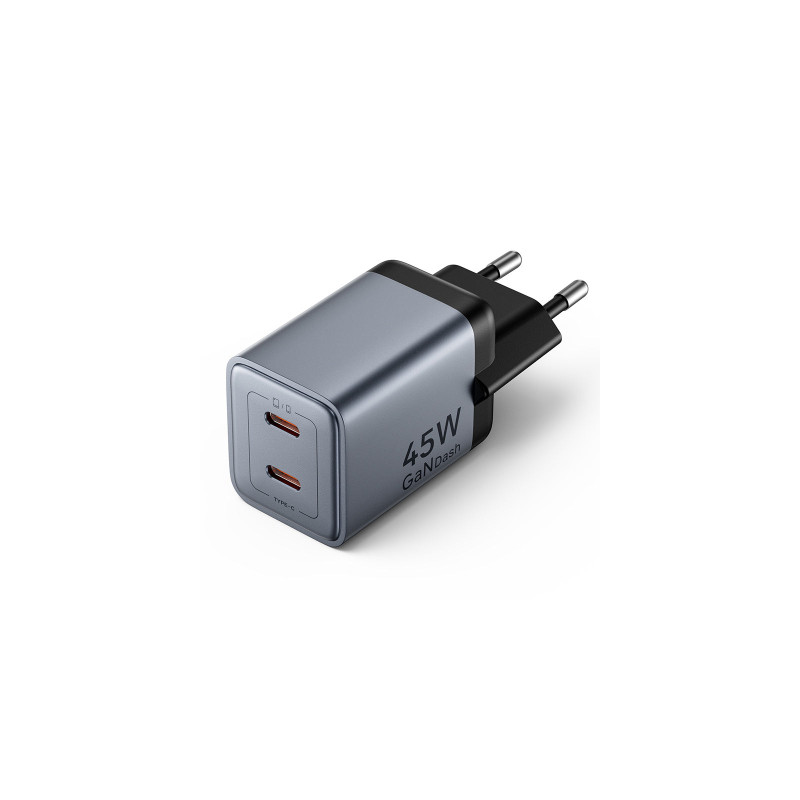 Зарядний пристрій Vention 2xUSB-C PD45W GaN gray (FCDH0-EU)