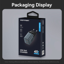 Зарядний пристрій Vention 2xUSB-C PD45W GaN gray (FCDH0-EU)