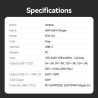 Зарядний пристрій Vention 2xUSB-C PD45W GaN transparent gray (FCFH0-EU)